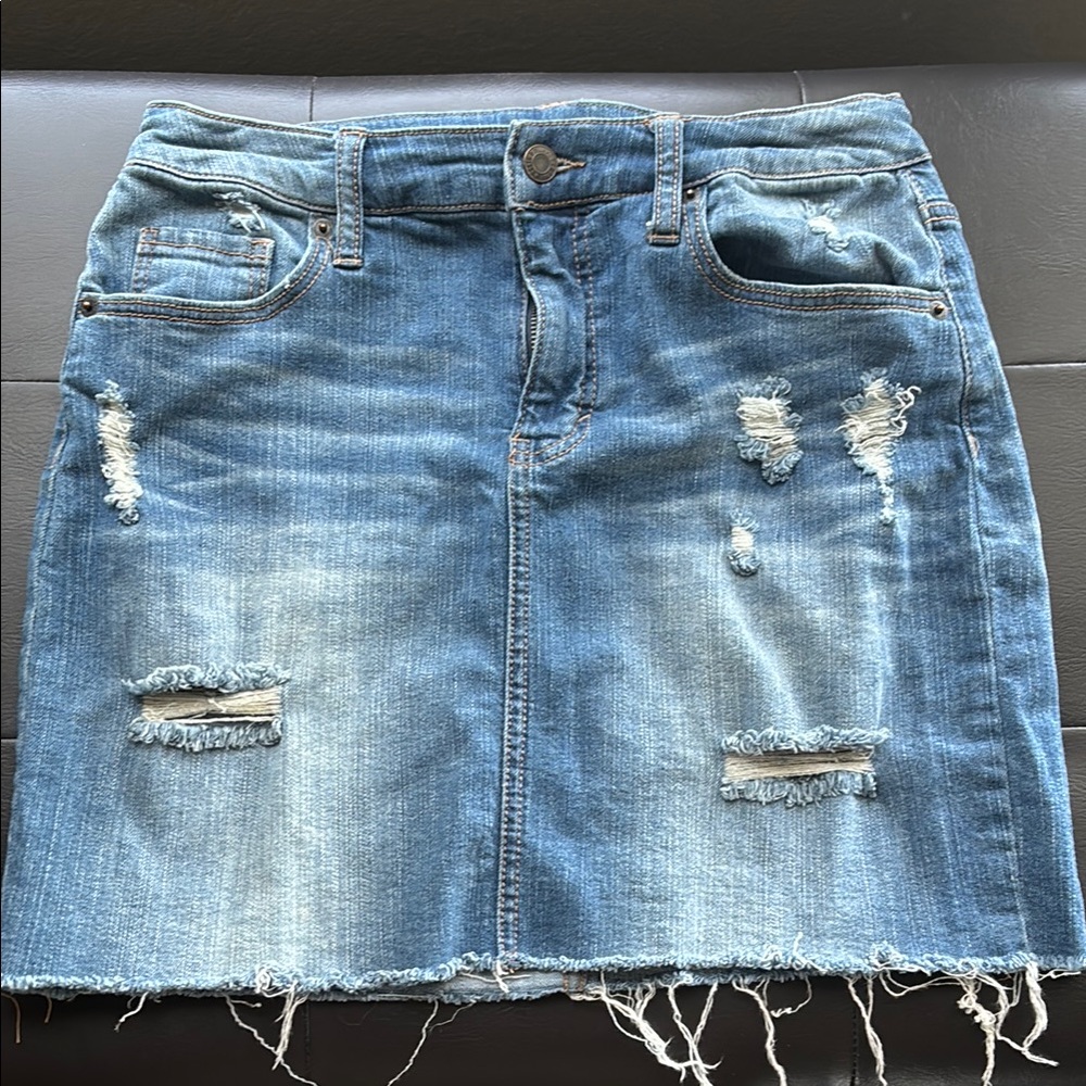Mossimo Supply Co Blue Mini Denim Distressed Skirt
